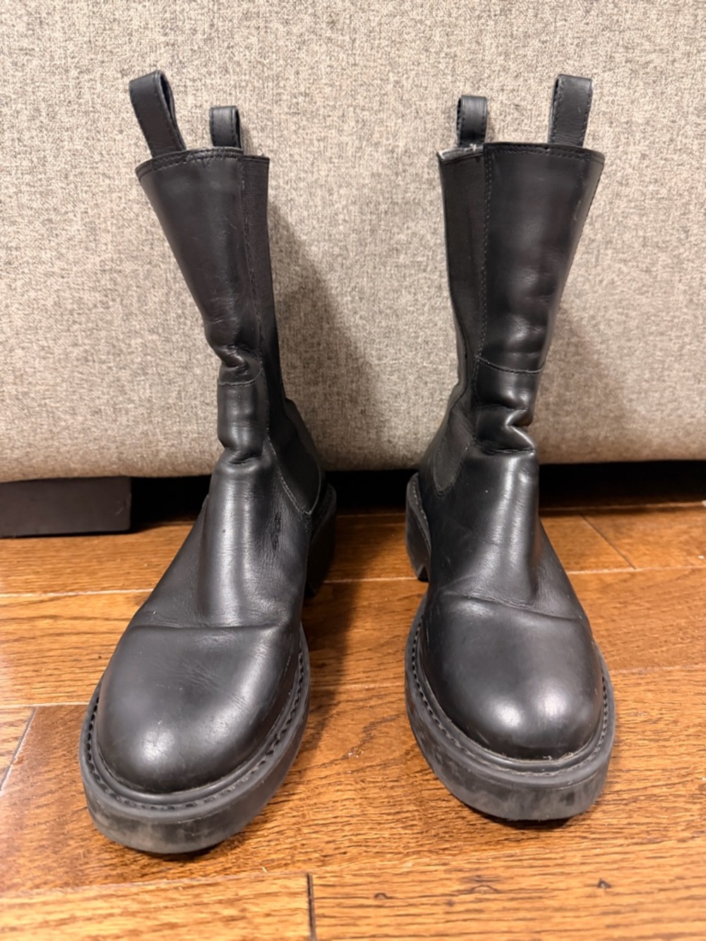 Steve Madden Black Leather Combat Moto Boots